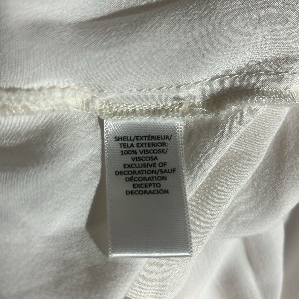 Loft White Embroidered Bell Sleeve Top‎ Size L - Picture 6 of 7